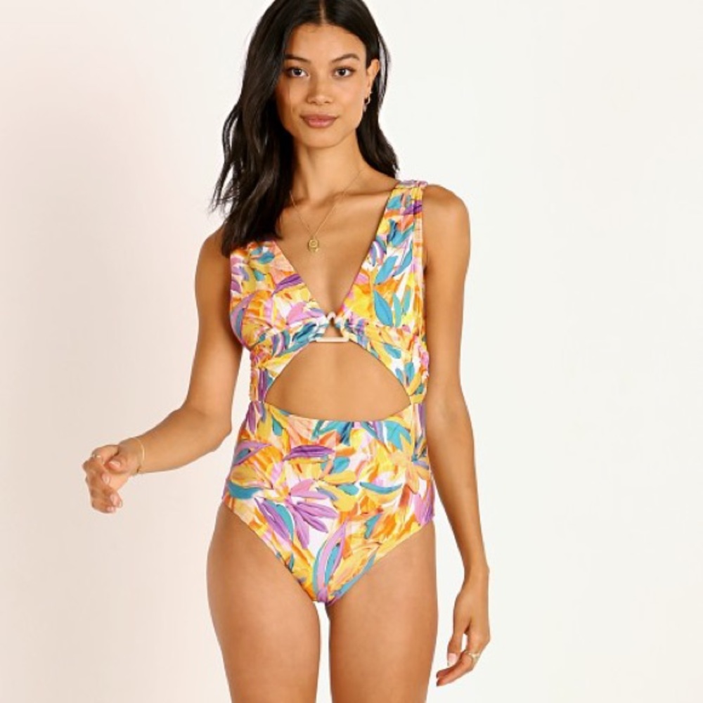 Beach Riot Lana Abstract Floral Multicolor One Piece Swimsuit